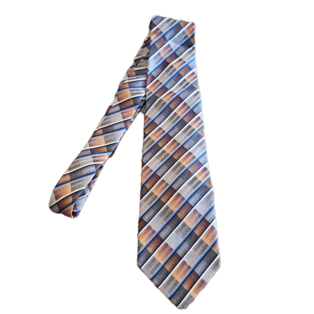 Crazy Horse A Claiborne Company Men's Neck Tie Orange/Blue/ White Classic